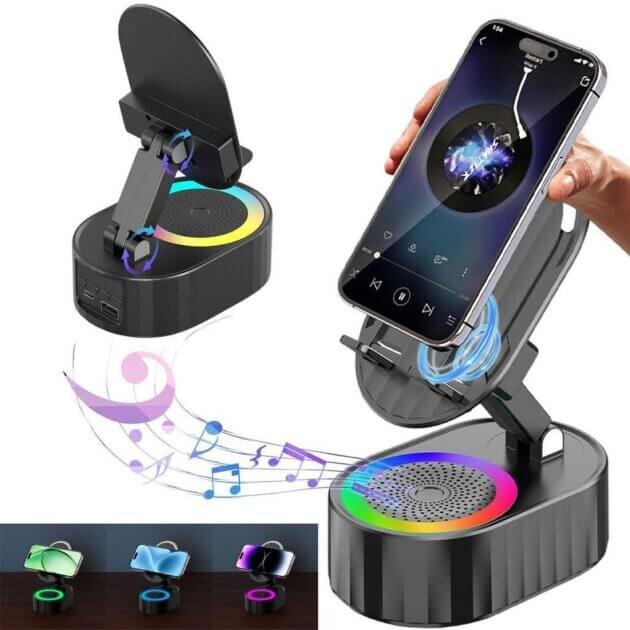 مكبر صوت بلوتوث مع حامل هاتف-Wireless Induction Speaker